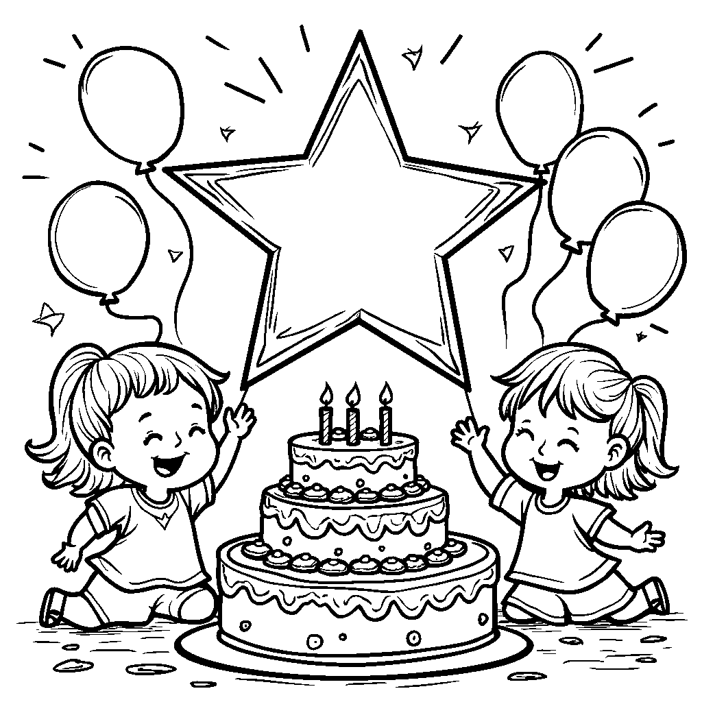 A big, shiny star twinkling above a birthday party