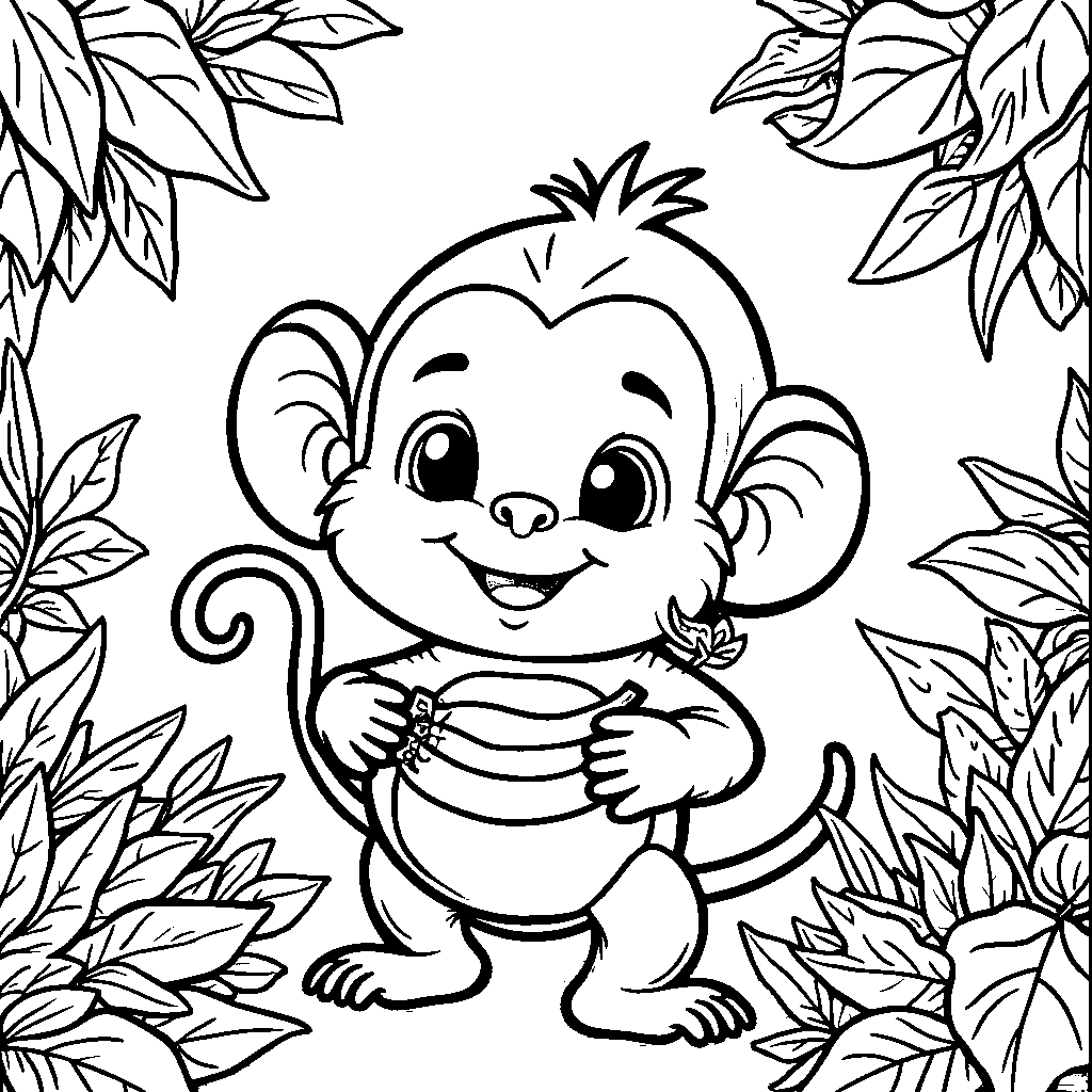 A cute, little monkey holding a bunch of bananas