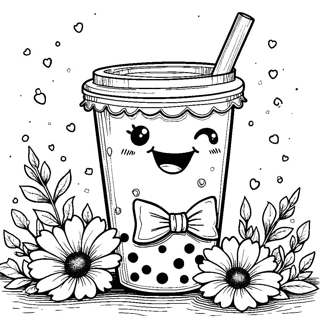 A boba cup with a cute bow tie at a wedding