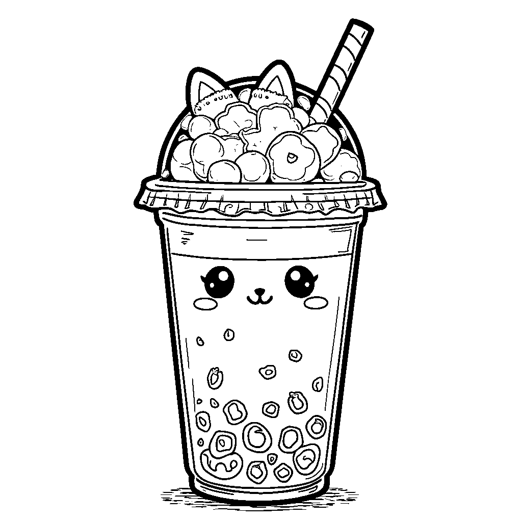 A boba drink with cute animal ears