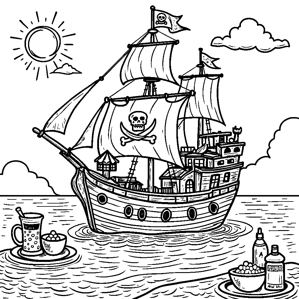 A boba tea journey in a pirate ship