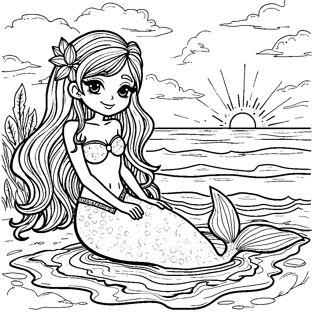 A boba tea mermaid relaxing on the beach