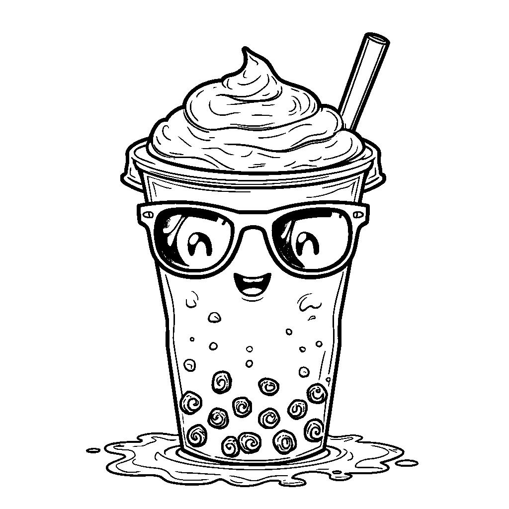 A cute boba cup wearing sunglasses