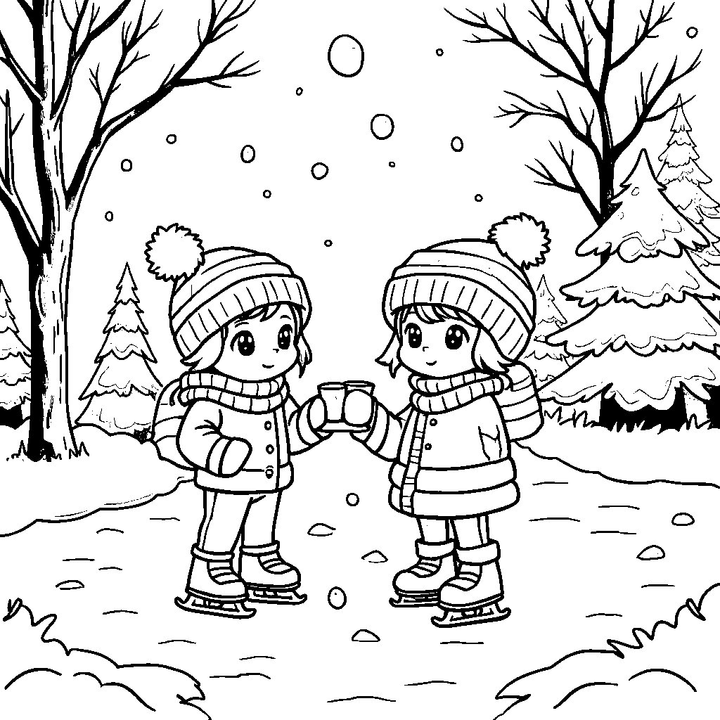 Boba characters in a winter wonderland