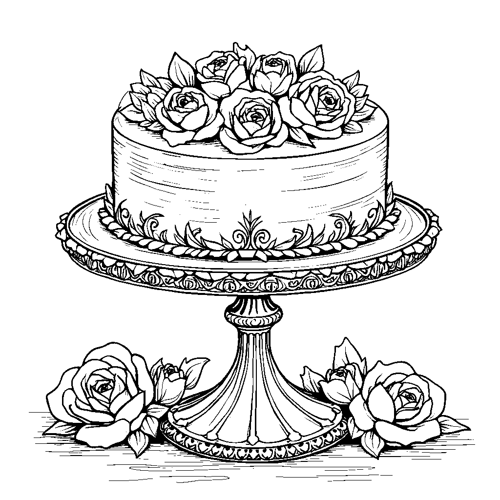 Cake on a pedestal with a fancy plate