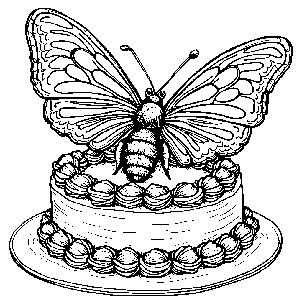 Cake shaped like a butterfly or a bee