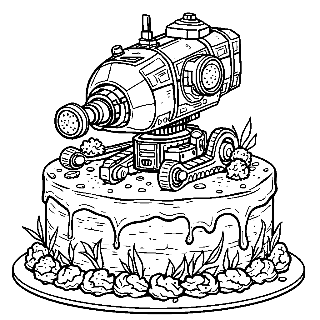 Cake that looks like a robot or a machine