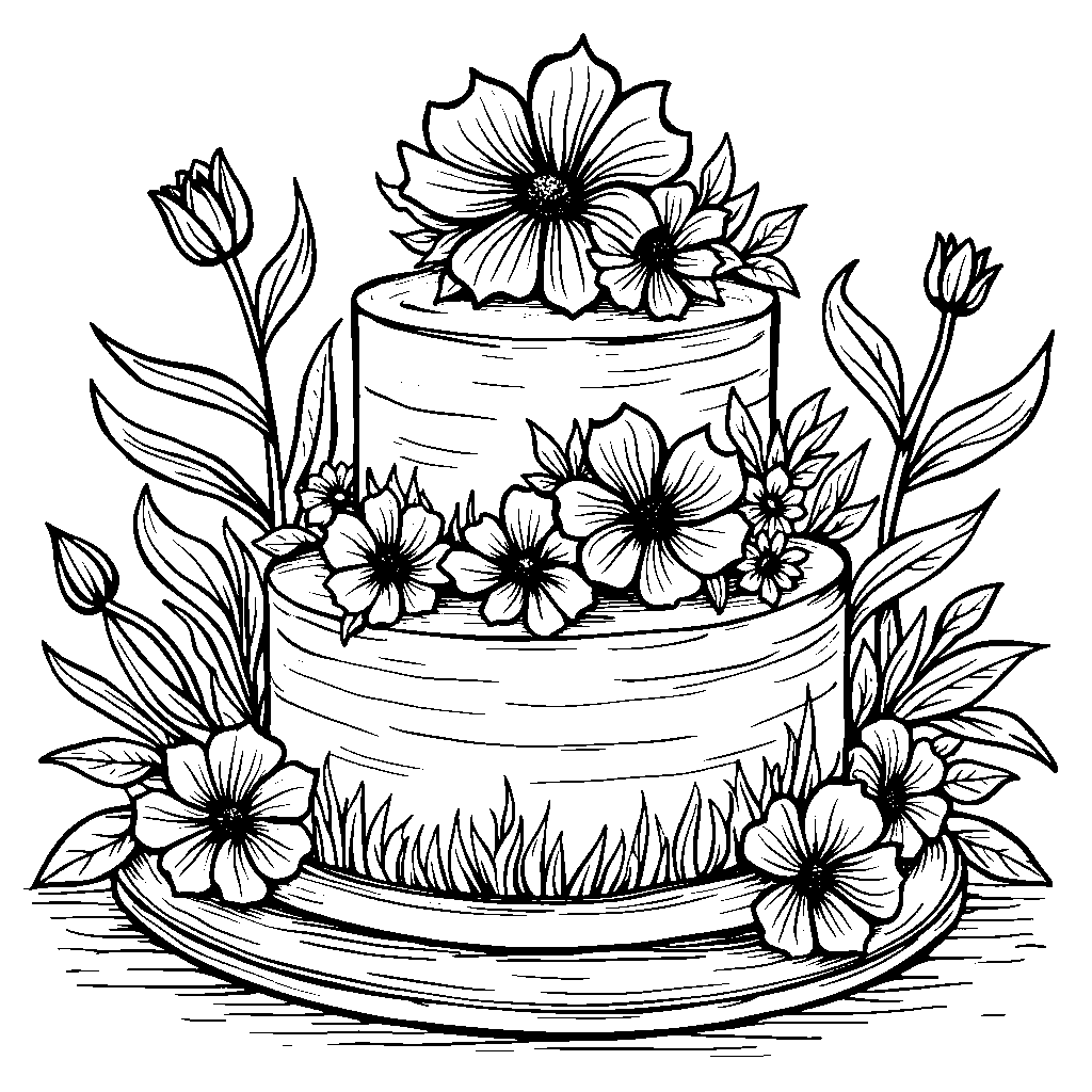 Cake with a fondant design that looks like a flower