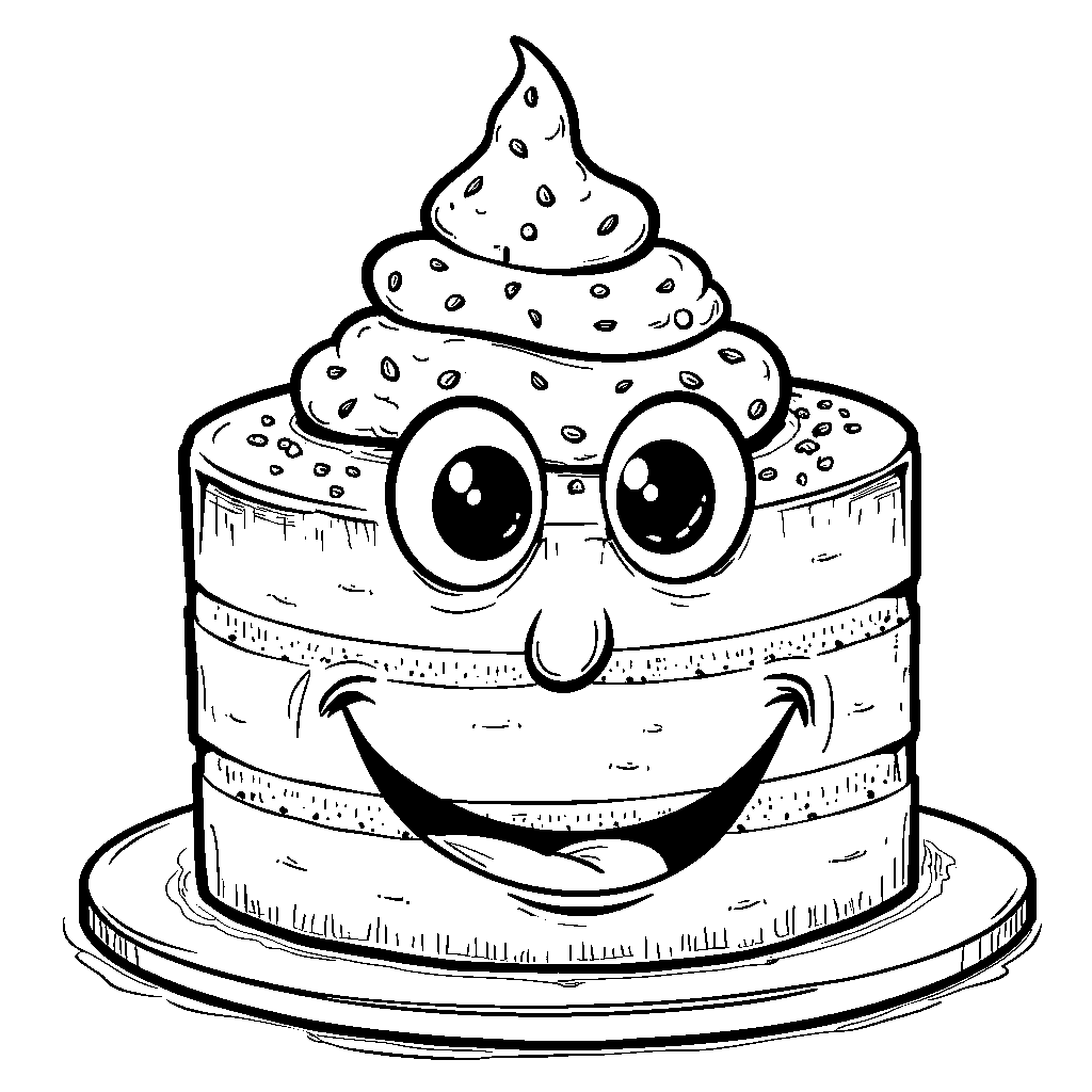 Cake with a silly face or a funny expression