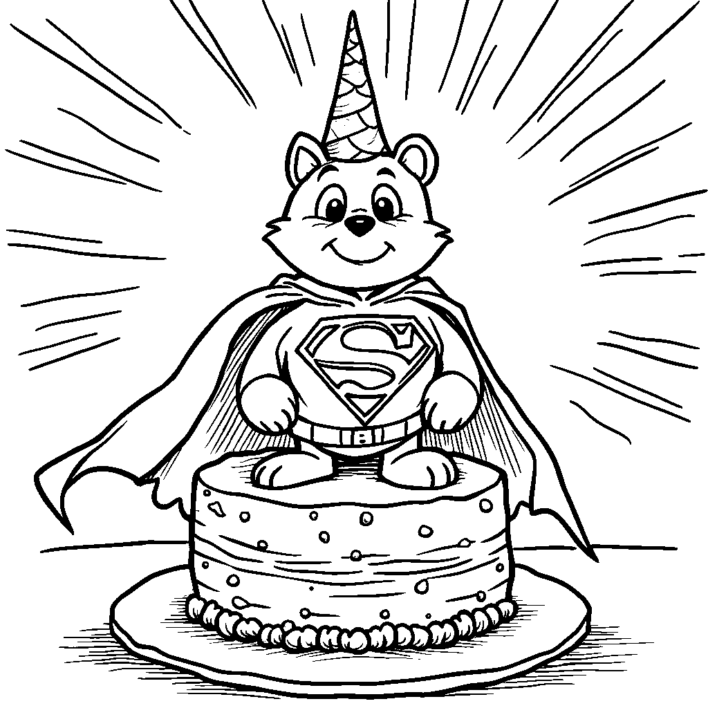 Cake with a superhero cape and a big 'S' on it