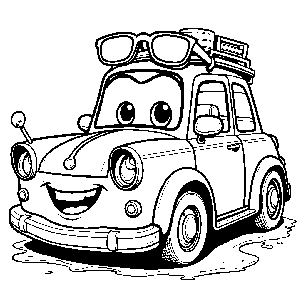 A car with a big smile and sunglasses