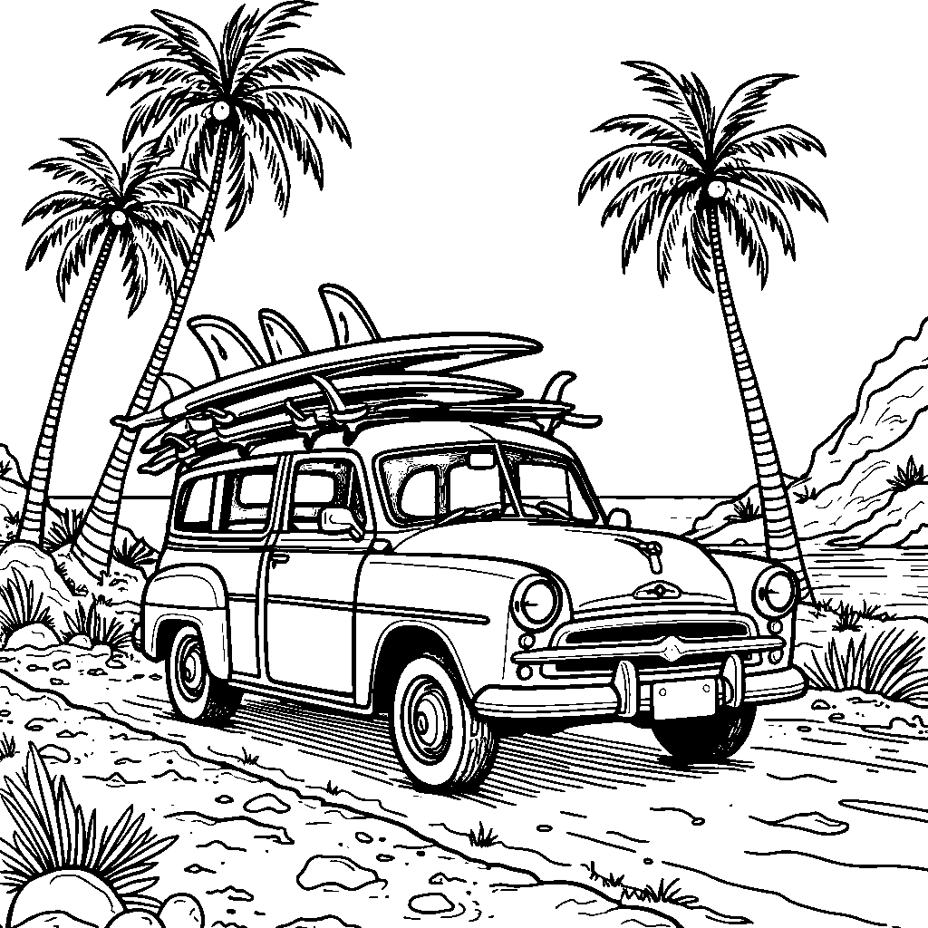 A car with a trailer full of surfboards