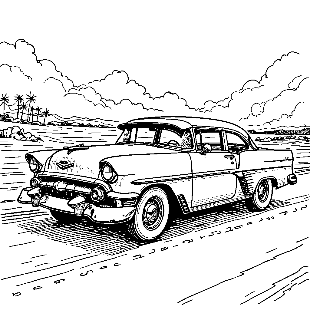 A vintage car from the 1950s