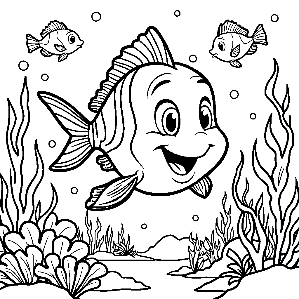 Flounder from The Little Mermaid swimming with Ariel