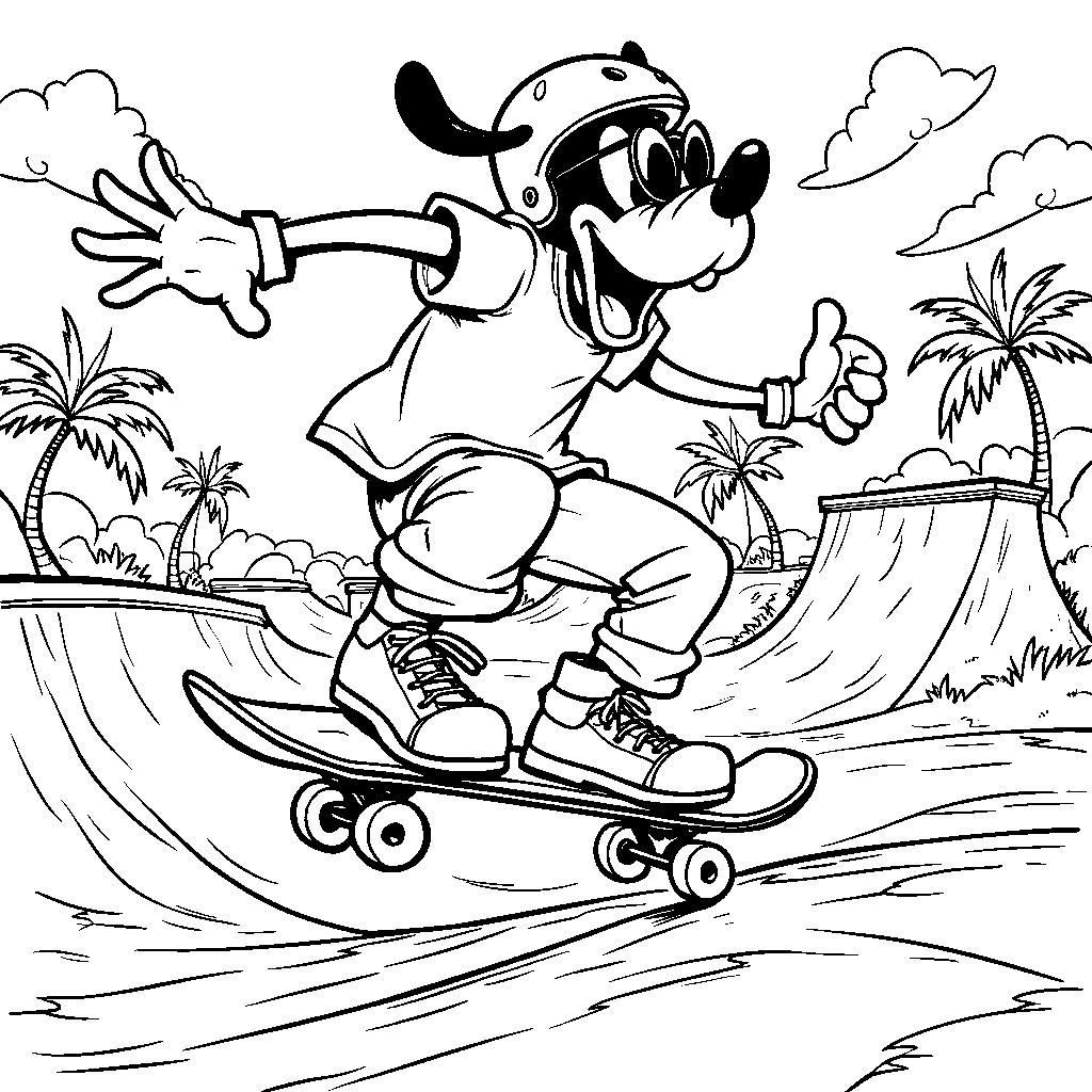 Goofy riding a skateboard