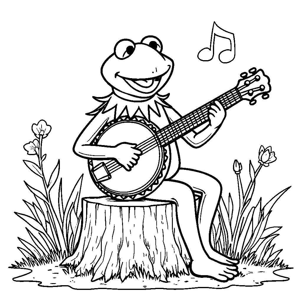 Kermit the Frog playing the banjo