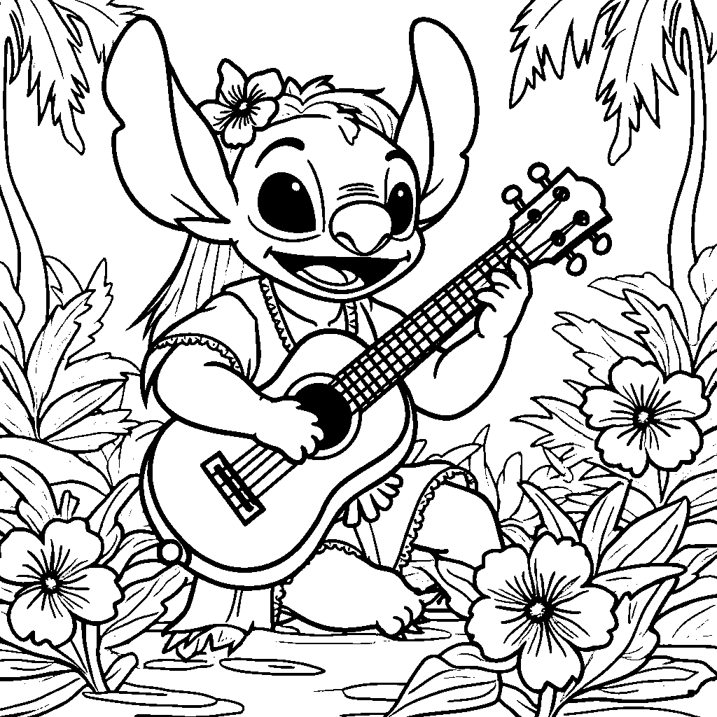 Lilo playing with a ukulele