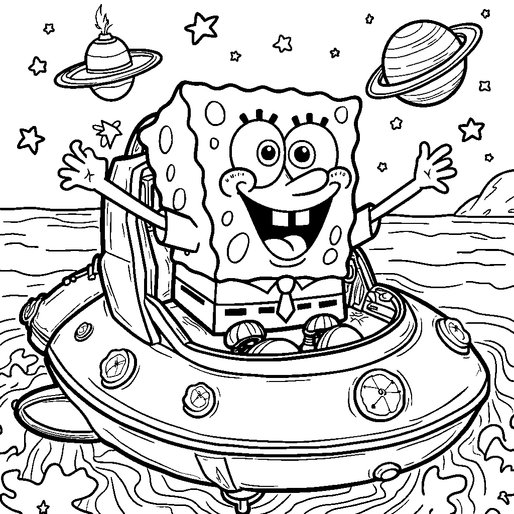 SpongeBob SquarePants in a spaceship