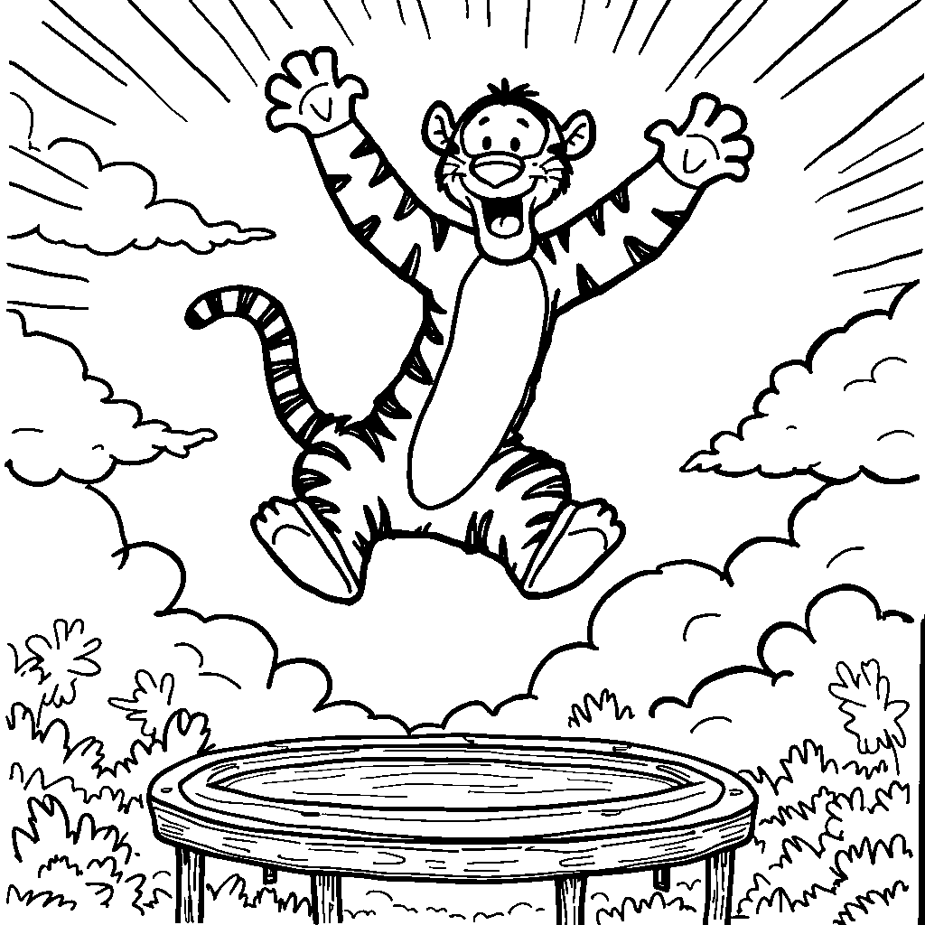 Tigger bouncing on a trampoline