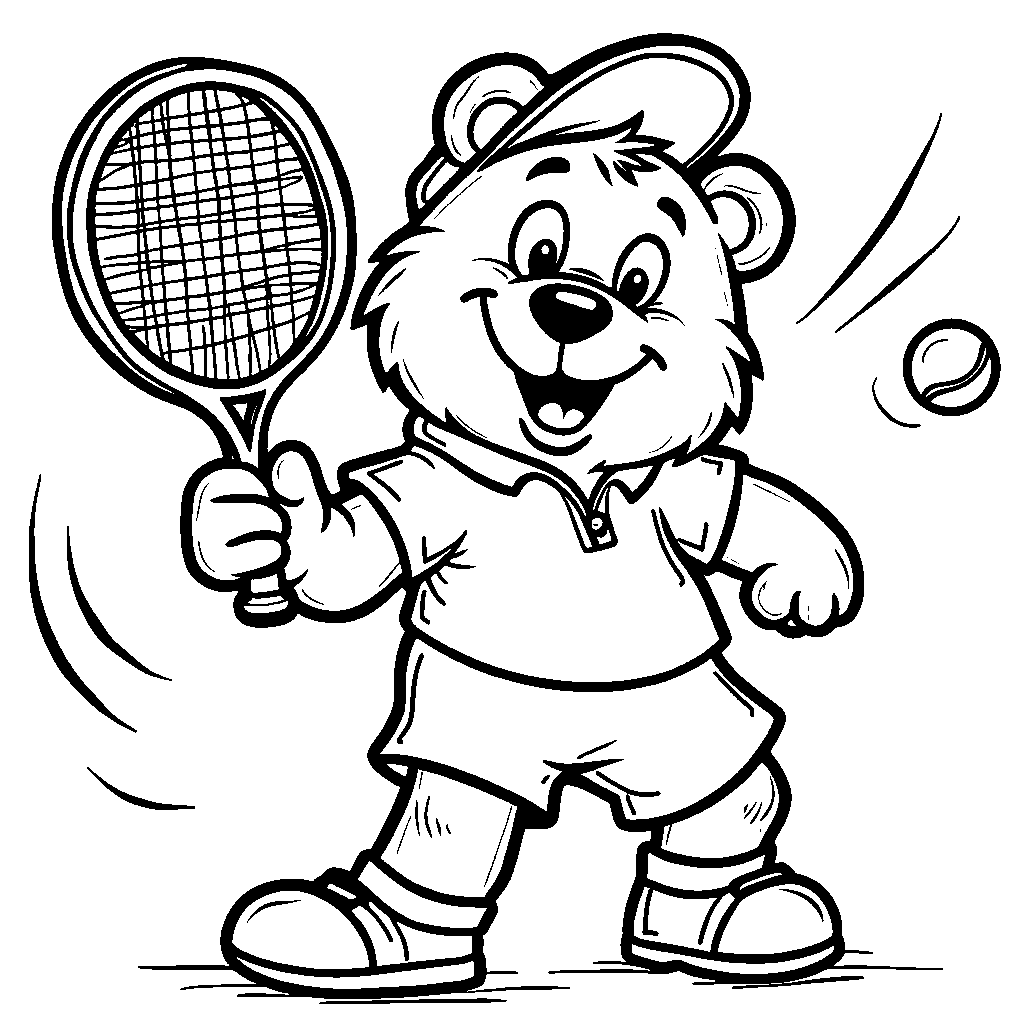 Yogi Bear playing tennis