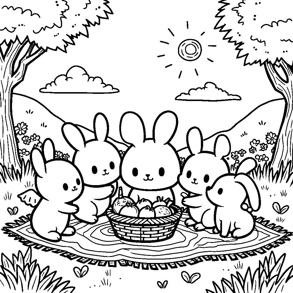 Cinnamoroll having a picnic with friends