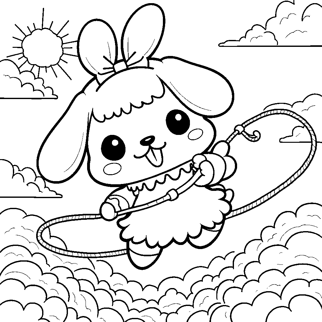 Cinnamoroll playing with a jump rope