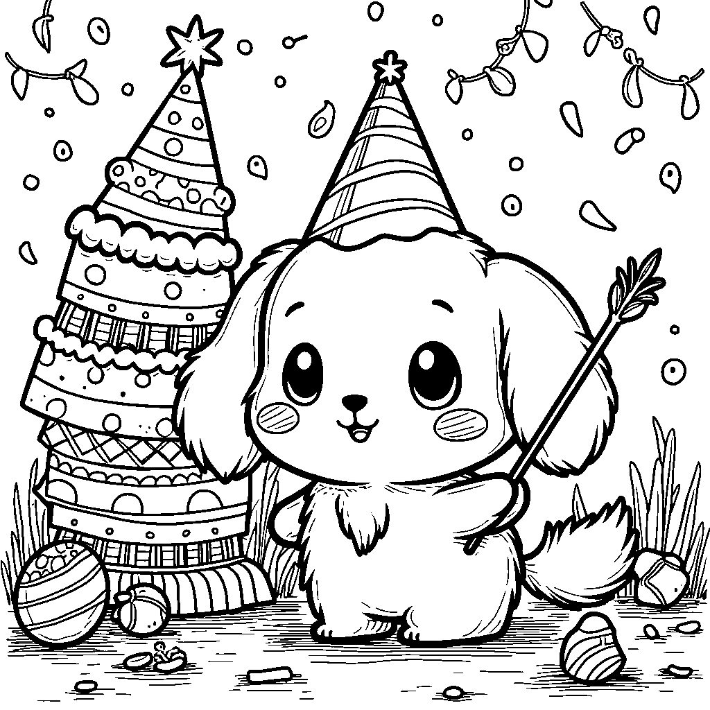 Cinnamoroll playing with a pinata