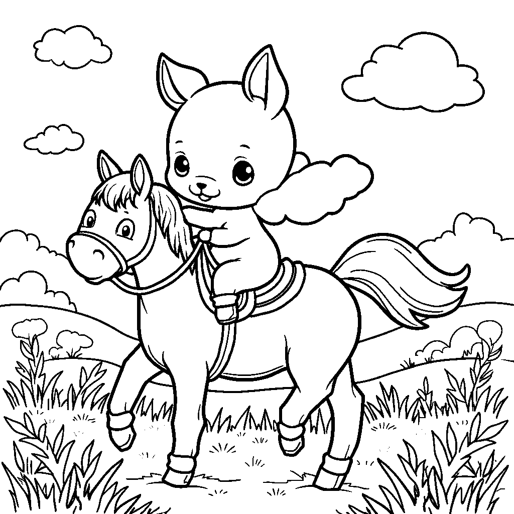 Cinnamoroll riding a horse