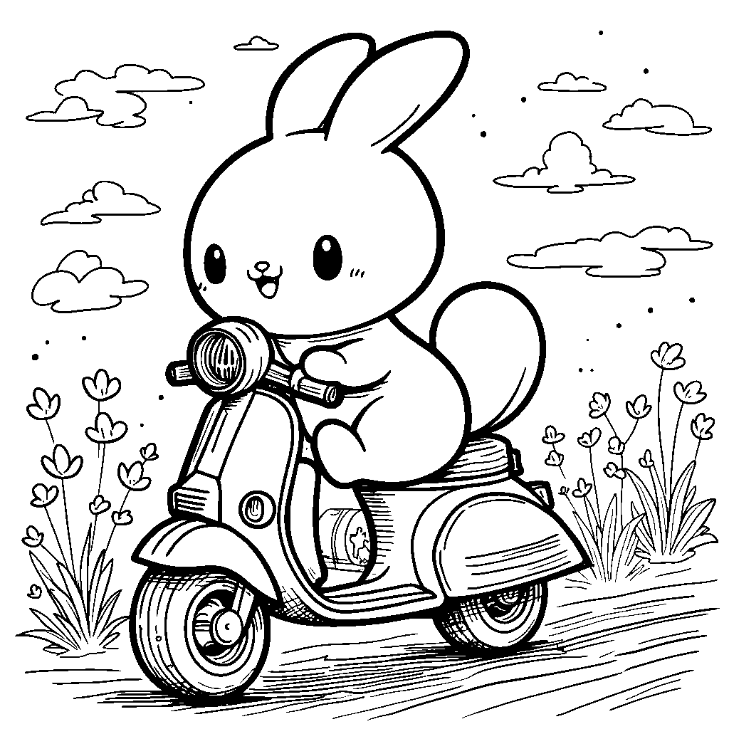 Cinnamoroll riding a scooter