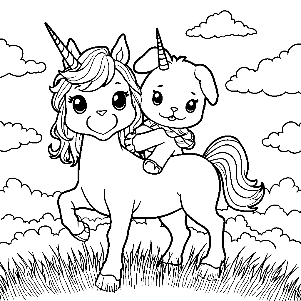 Cinnamoroll riding a unicorn