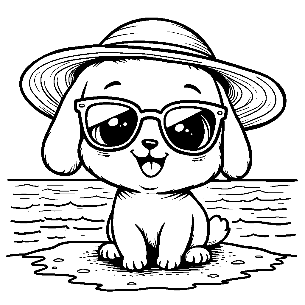 Cinnamoroll wearing sunglasses and a beach hat