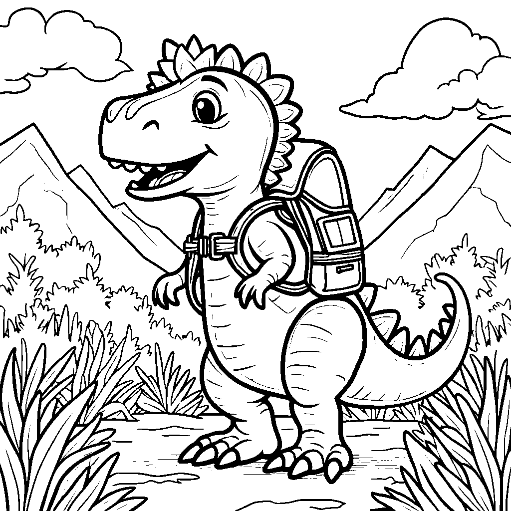 Cool Dinosaur Wearing a Backpack