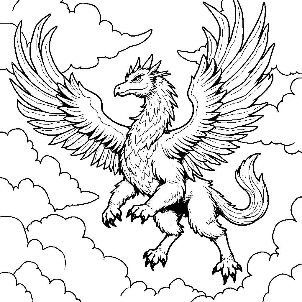 Fantasy Griffin Soaring Through the Sky