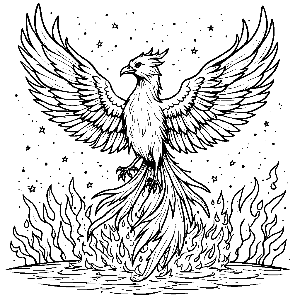 Fantasy Phoenix Rising from the Ashes