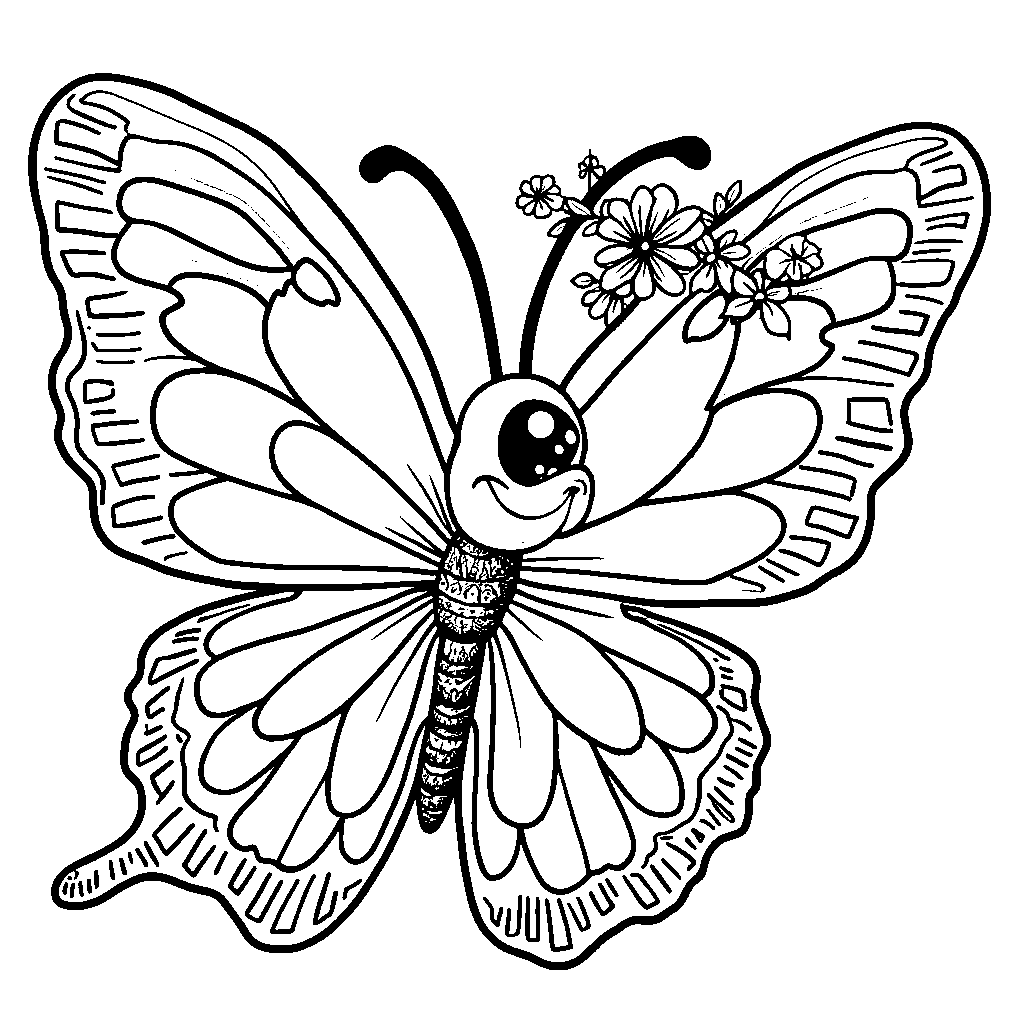 Flower Crown Wearing Butterfly in Flight