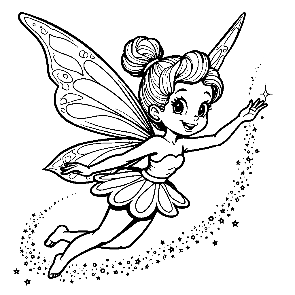 Happy Fairy Flying with a Trail of Glitter