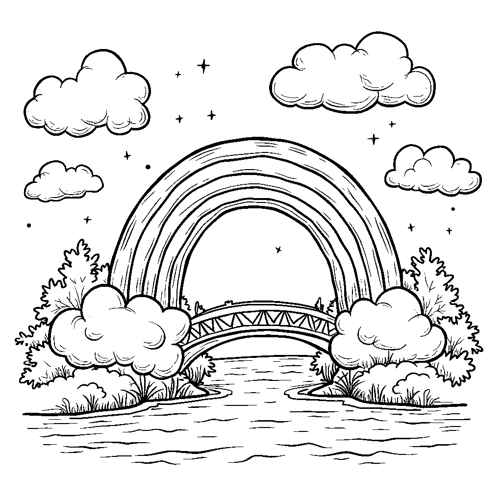 Rainbow Bridge Connecting Two Clouds