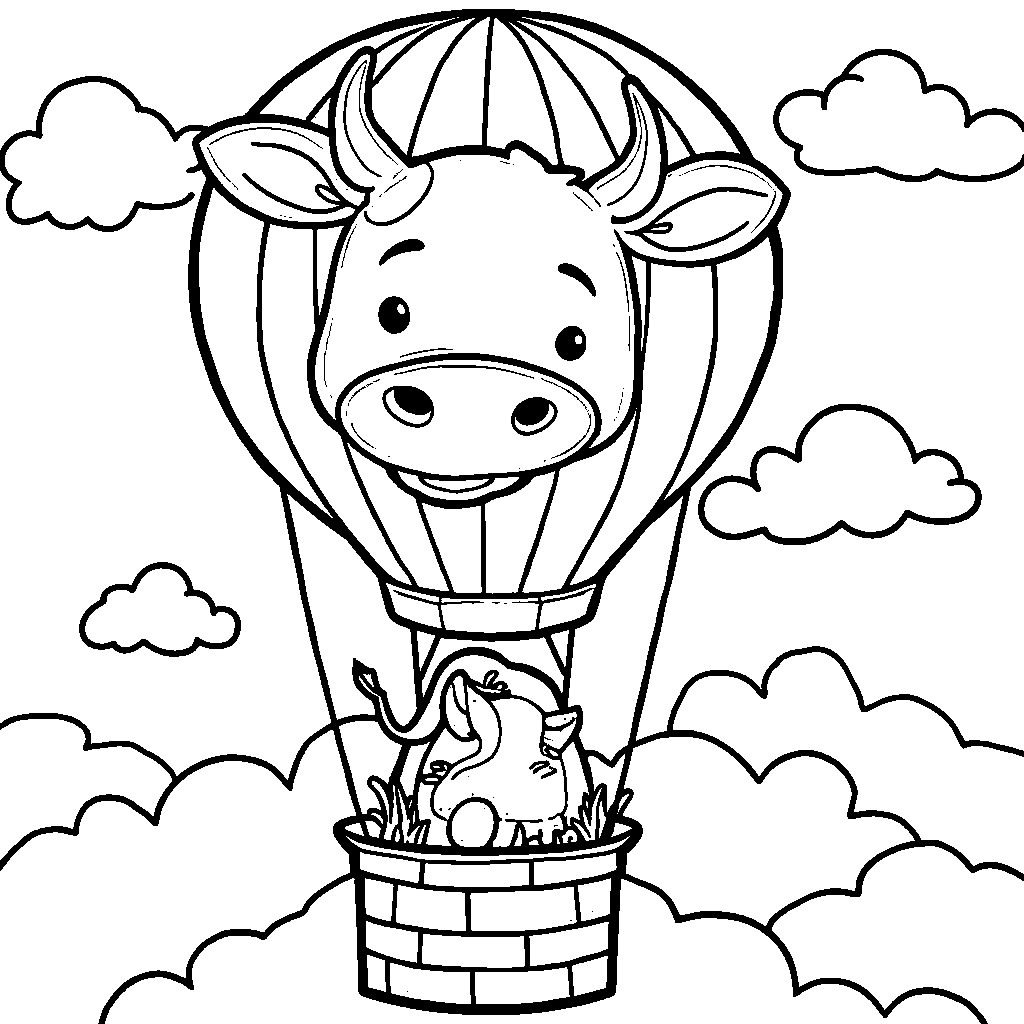 Cow in a hot air balloon