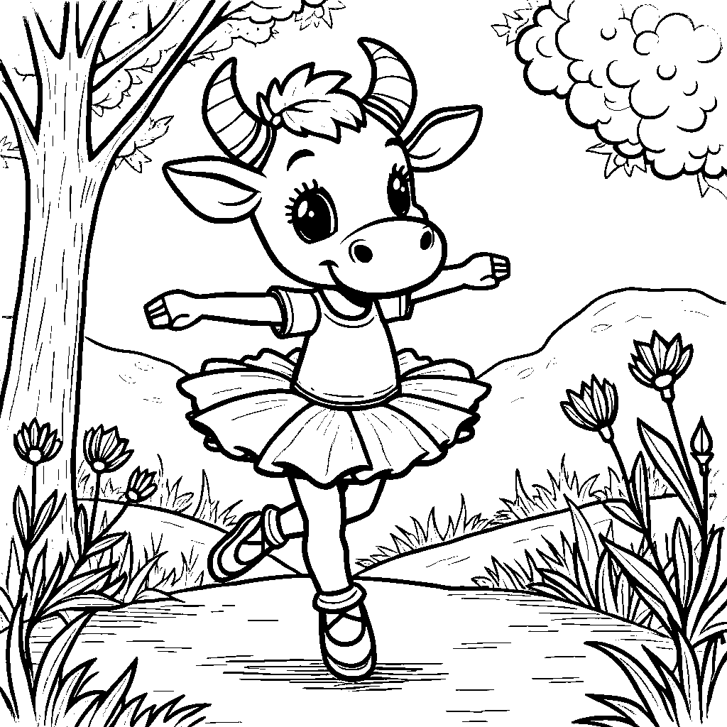 Cow in a tutu dancing ballet