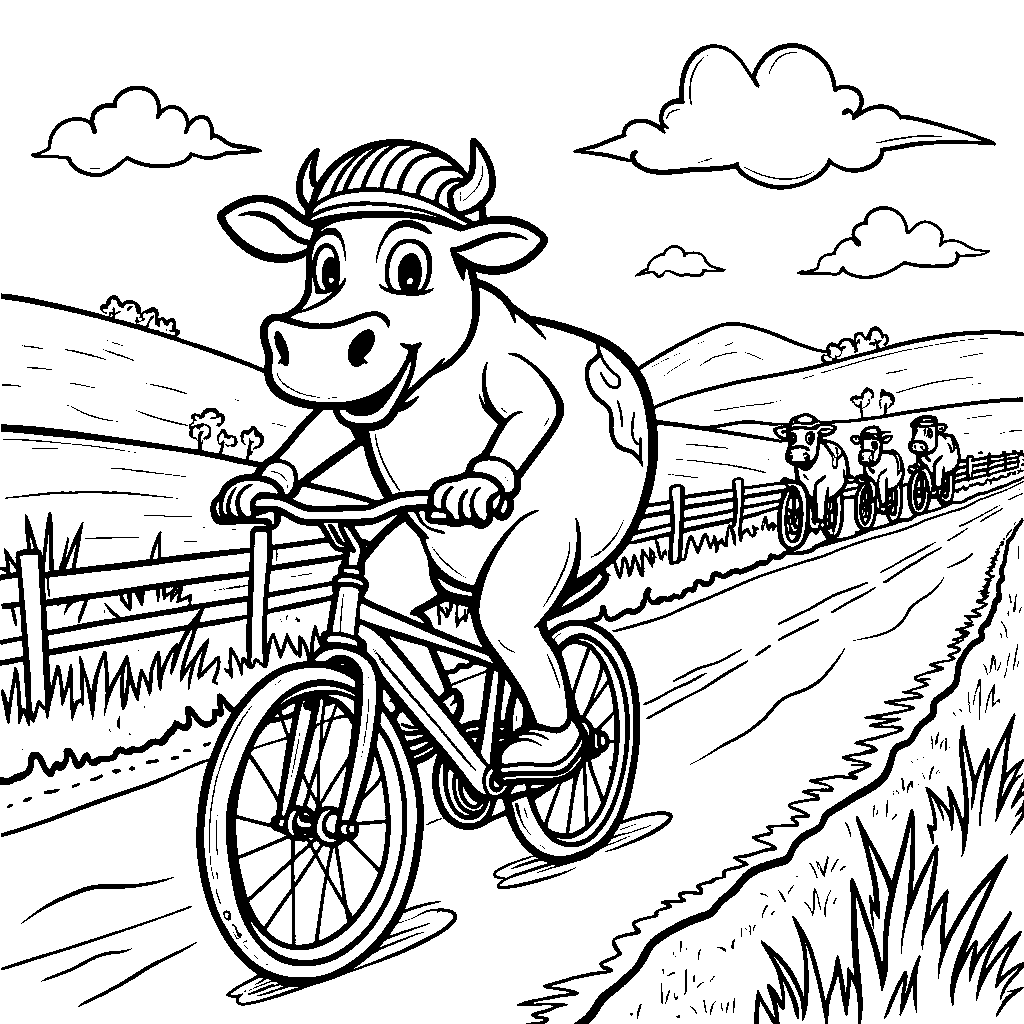 Cow riding a bicycle