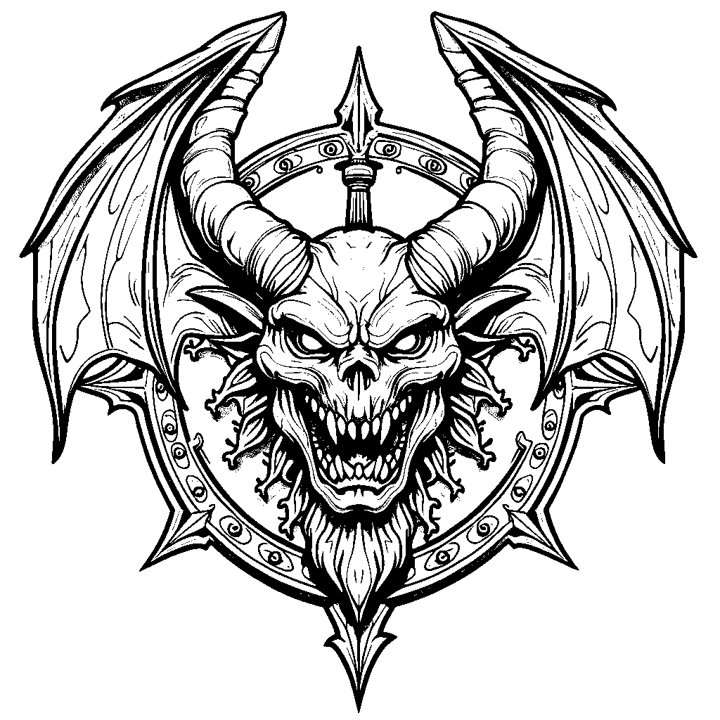 A demon slayer's badge with a shiny and metallic design