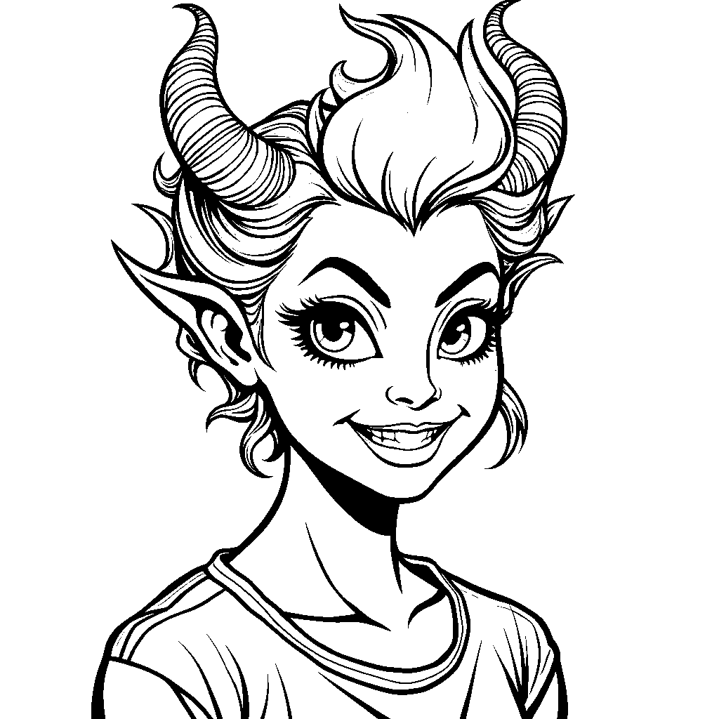 A demon with a funny hairstyle and makeup