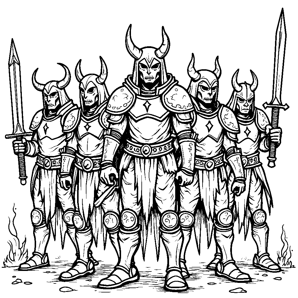 A group of demon slayers standing together in a heroic pose