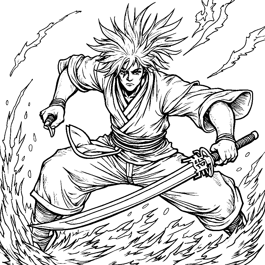 Demon Slayer Tanjiro in a dynamic action pose