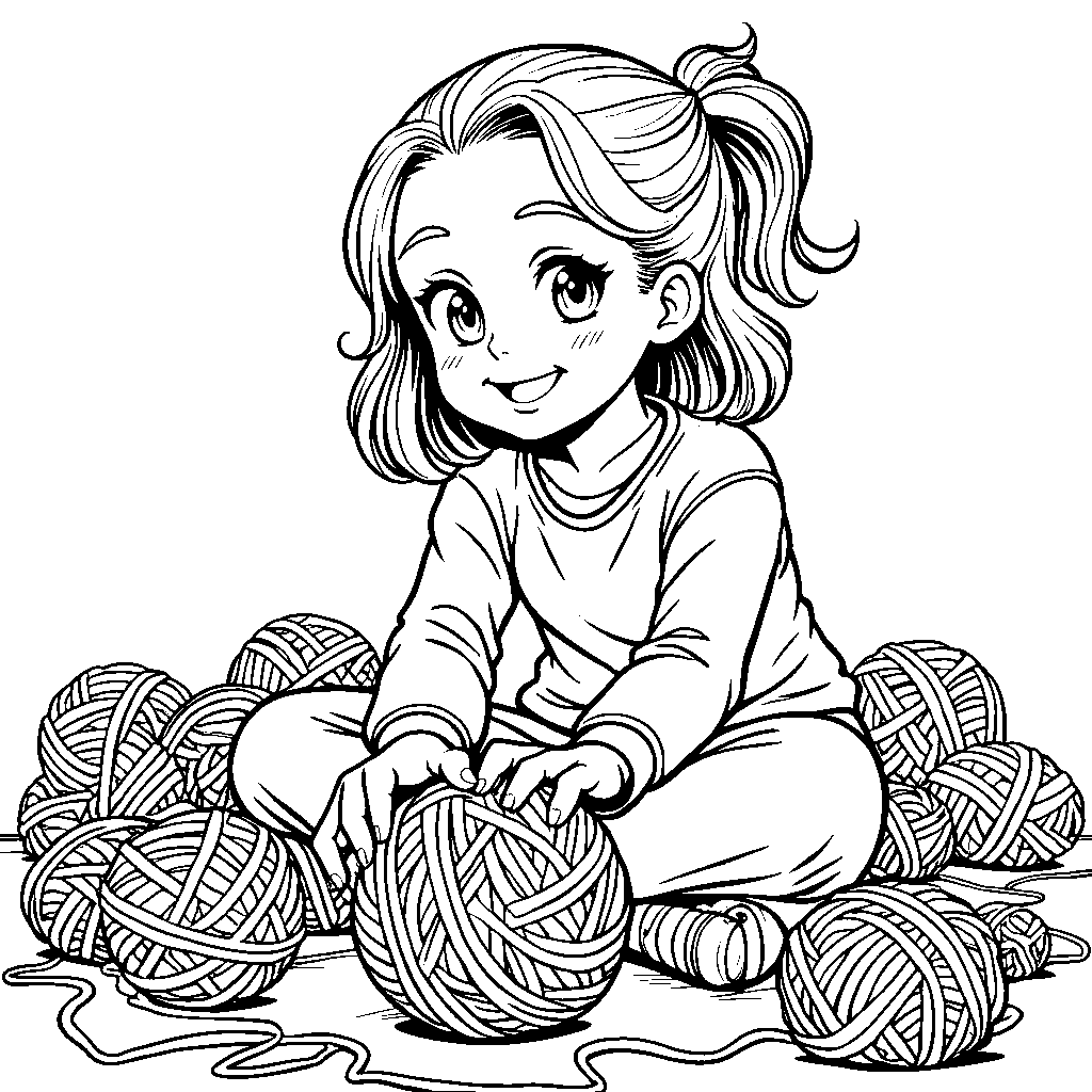 Nezuko playing with a ball of yarn