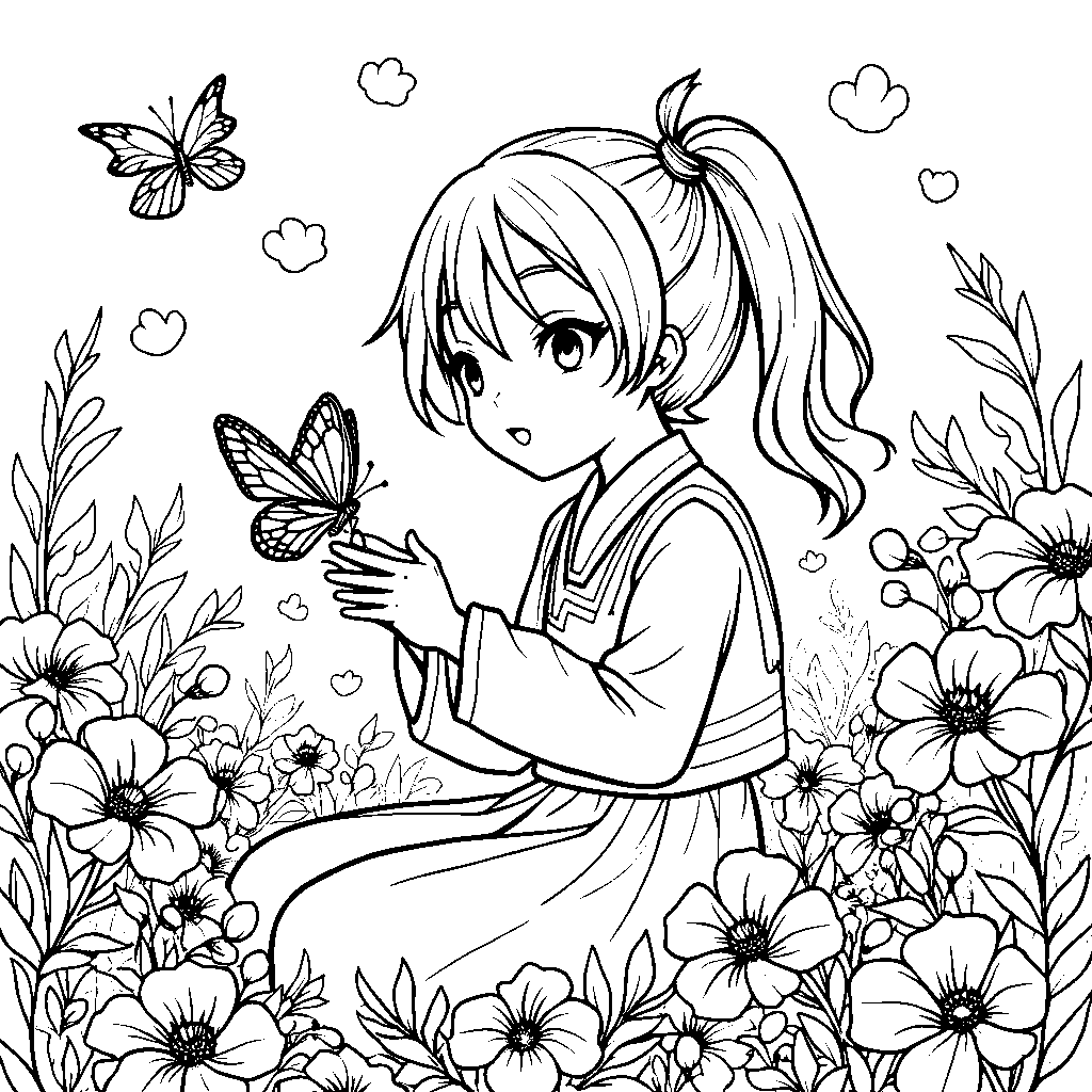 Nezuko playing with a butterfly