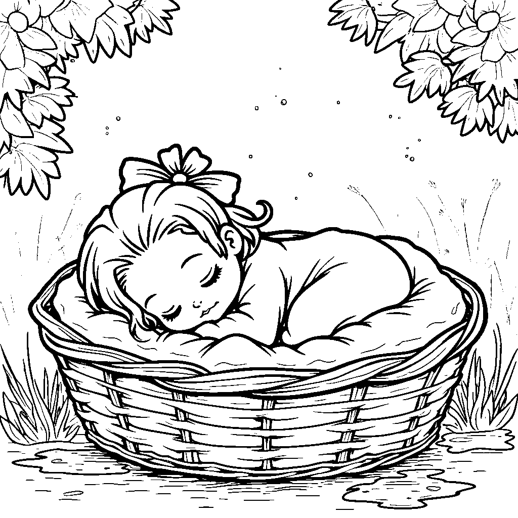 Nezuko sleeping peacefully in her basket