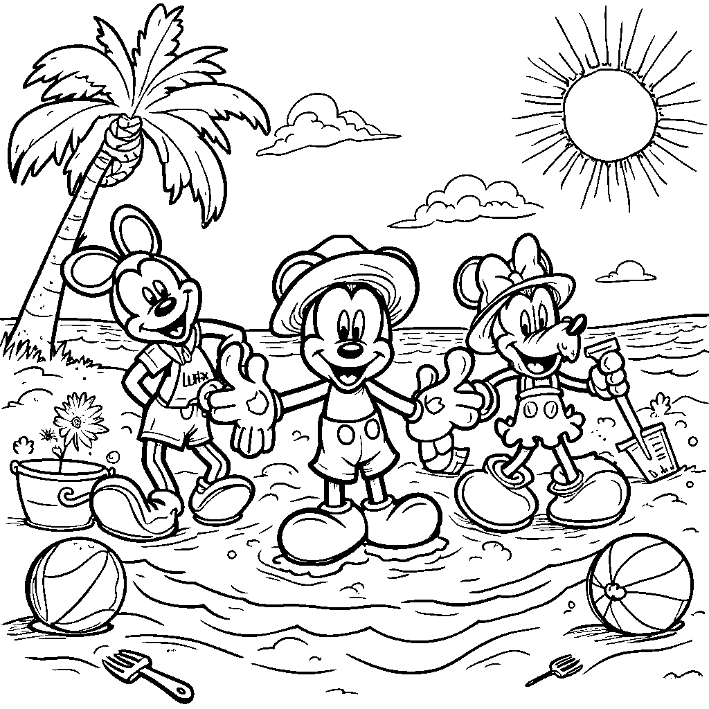 Mickey Mouse and Friends at the Beach