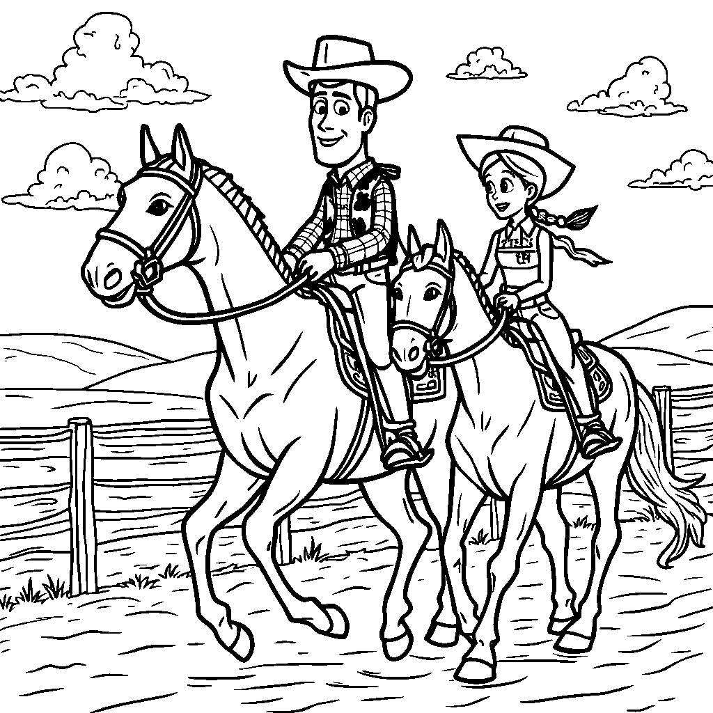 Toy Story's Woody and Jessie Riding Horses