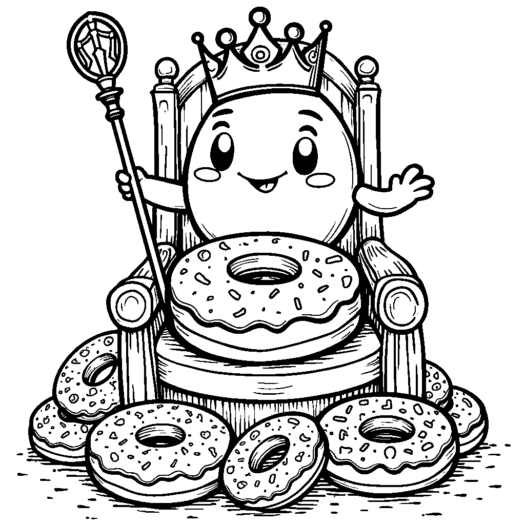 Donut as a king, with a crown and scepter